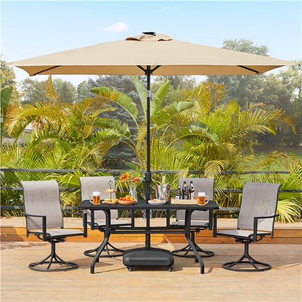 Yaheetech 6.5x10FT Rectangular Patio Umbrella Solar Powered Outdoor Table Market Umbrella - Image 11