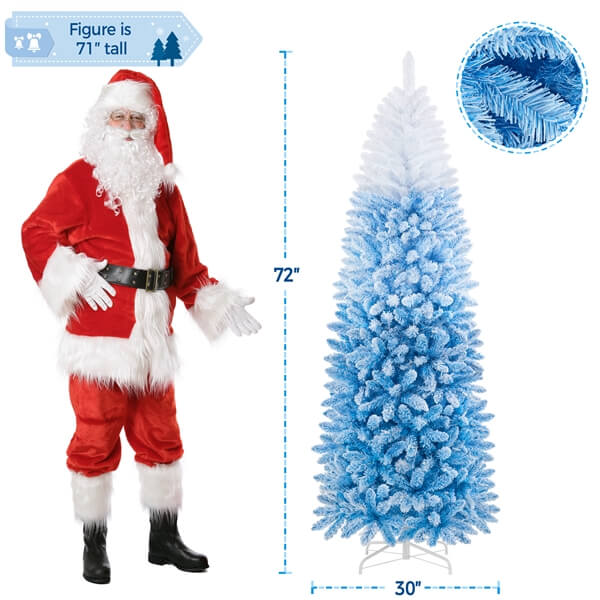 Yaheetech Pre-lit Snow Flocked Pencil Christmas Tree - Image 3
