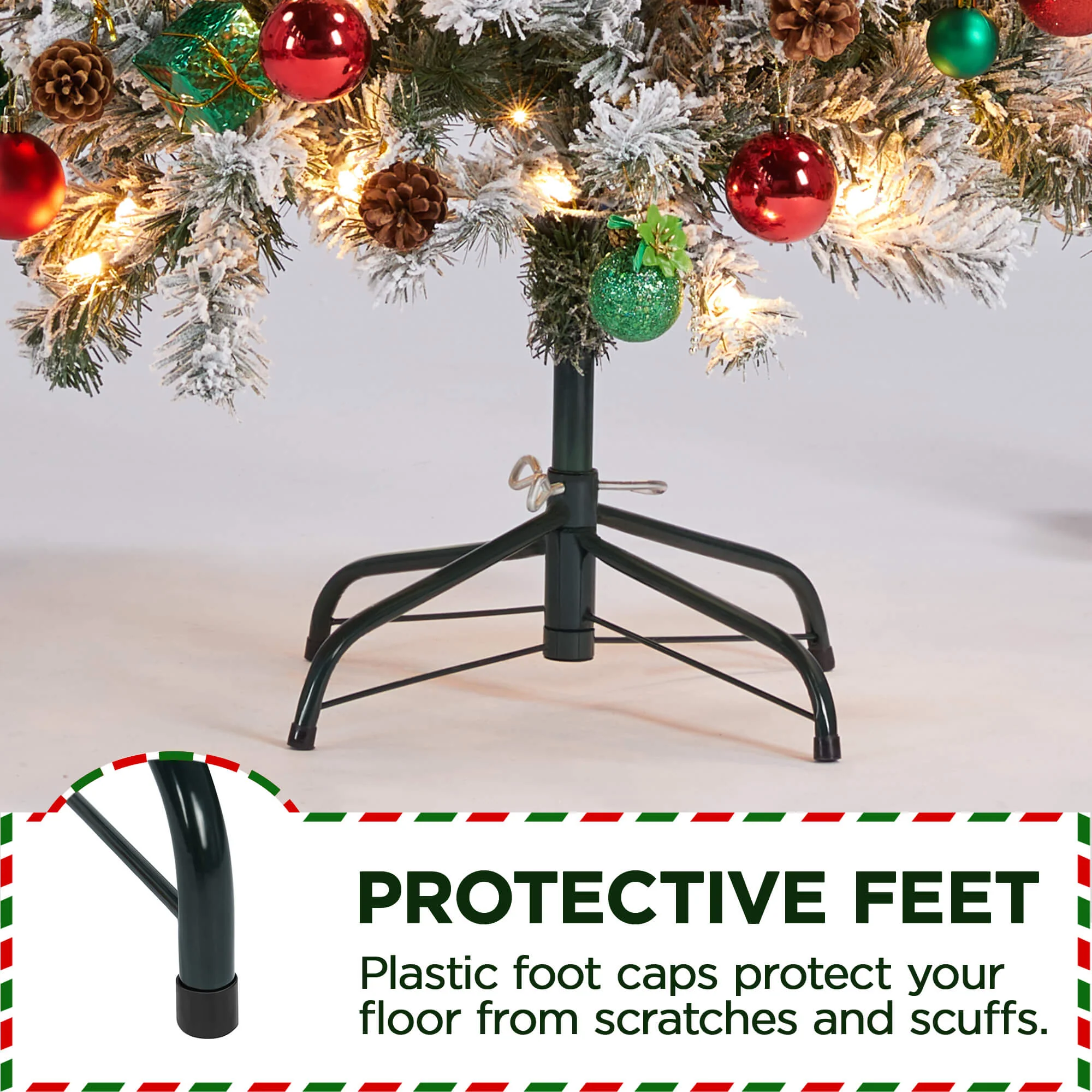 Yaheetech 6 Ft Pre-lit Flocked Pencil Artificial Christmas Tree - Image 4