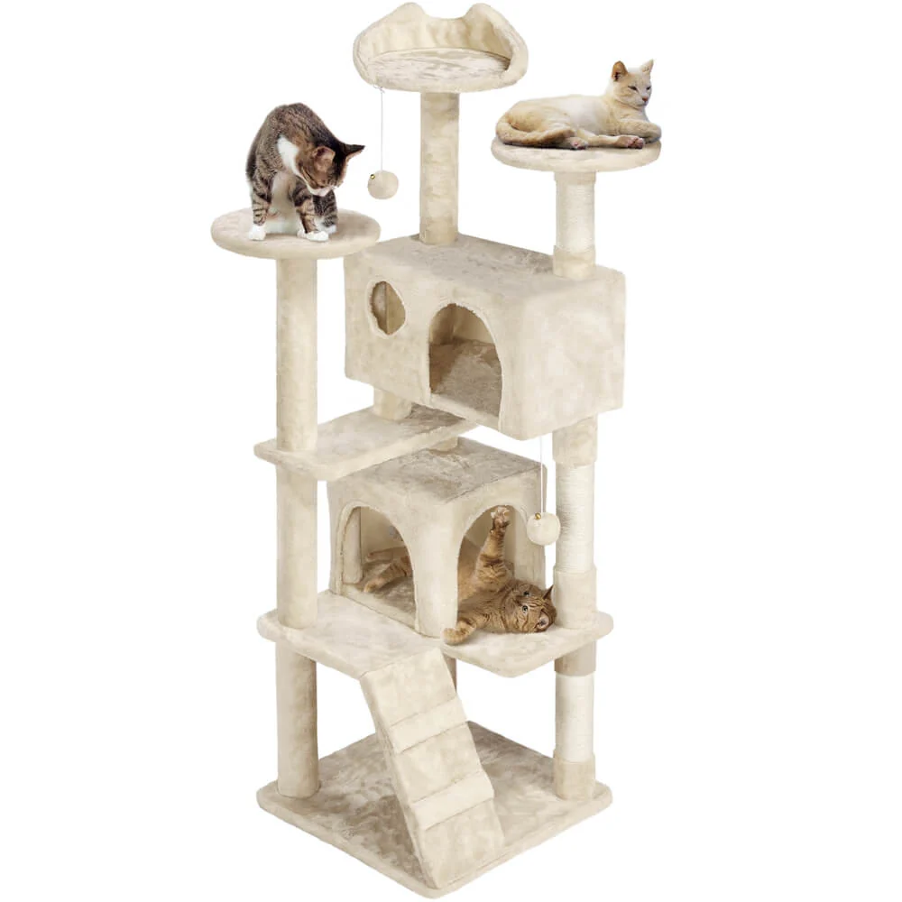 Yaheetech 62.5″ H Cat Tree w/ 2 Condos