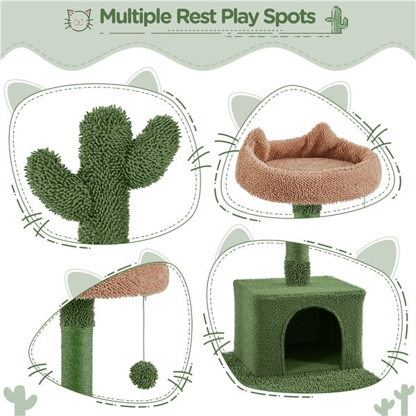 Yaheetech 62in Cactus Cat Tree - Image 4