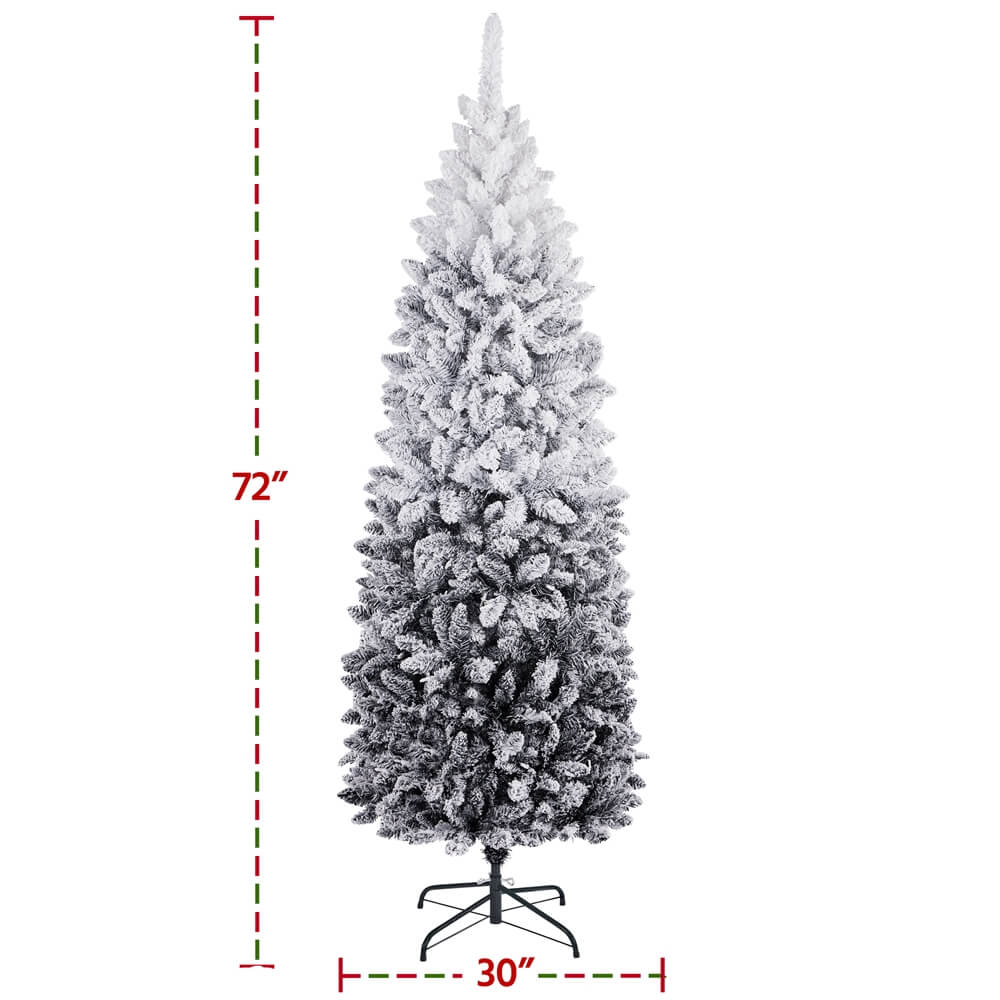 Yaheetech 6Ft/7.5Ft Pre-lit Flocked  Artificial Christmas Tree - Image 3