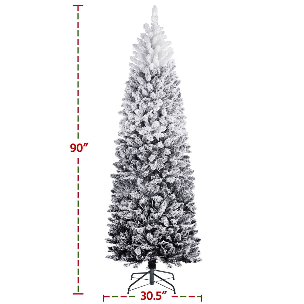 Yaheetech 6Ft/7.5Ft Pre-lit Flocked  Artificial Christmas Tree - Image 4