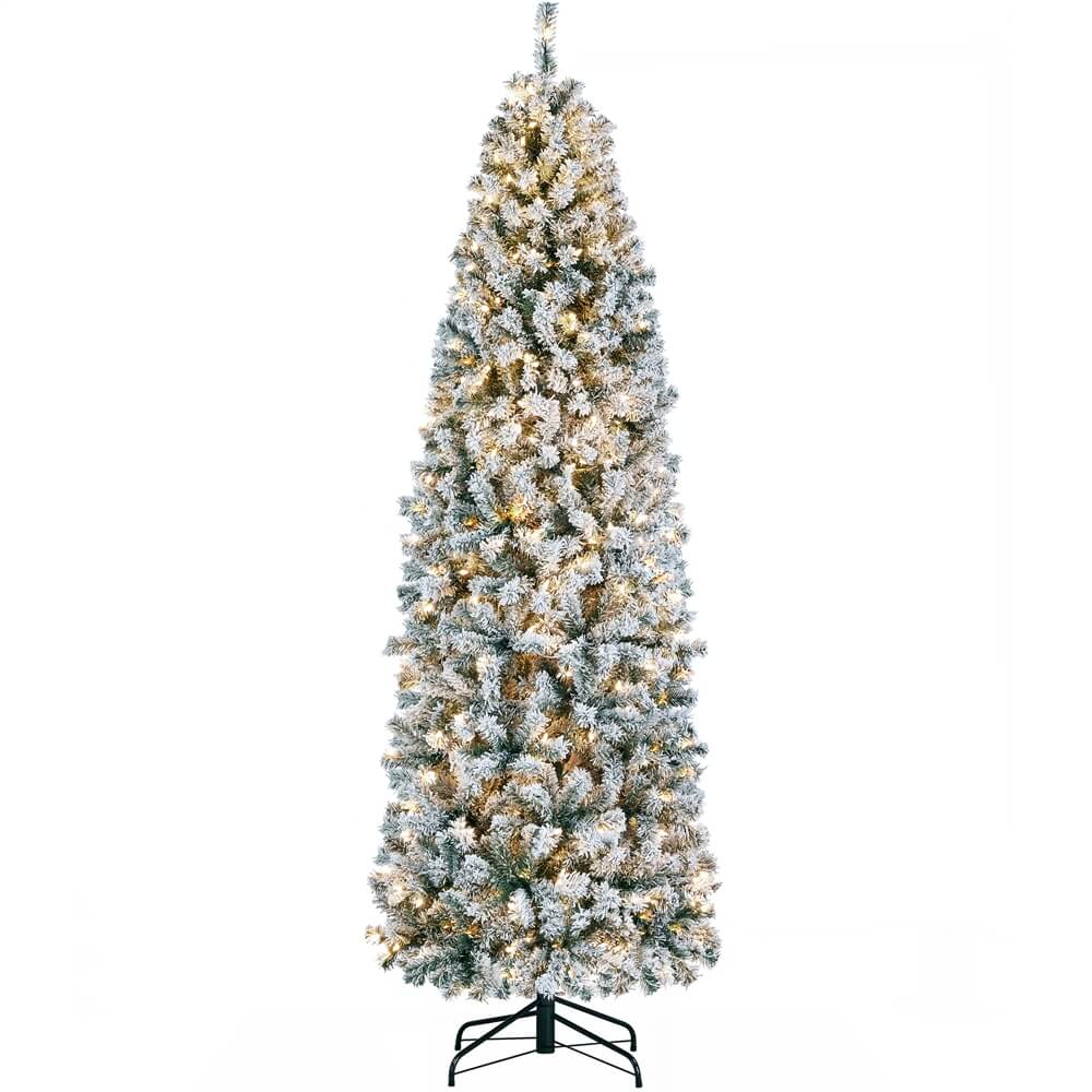 Yaheetech 7.5 Ft Flocked Pencil Artificial Christmas Tree - Image 2