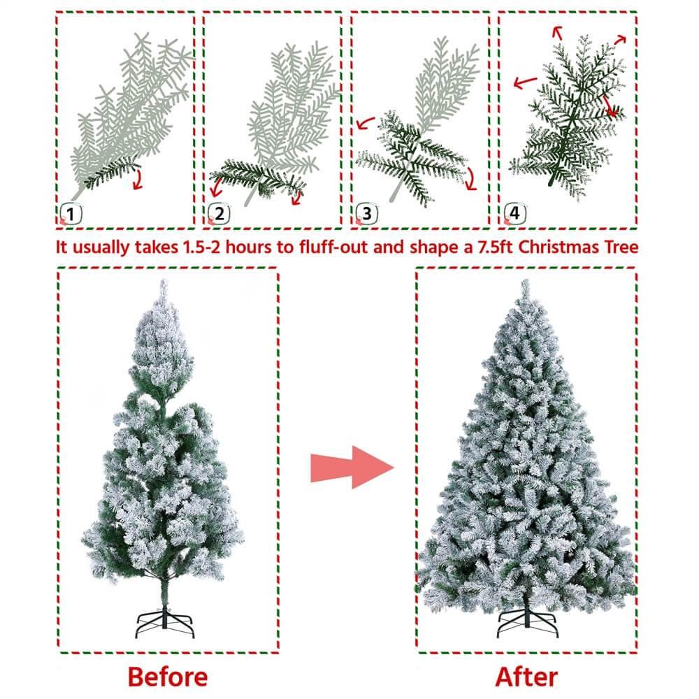 Yaheetech 7.5 Ft Pre-lit Flocked Artificial Christmas Tree - Image 8