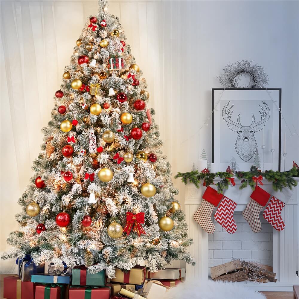Yaheetech 7.5 Ft Pre-lit Flocked Artificial Christmas Tree - Image 9