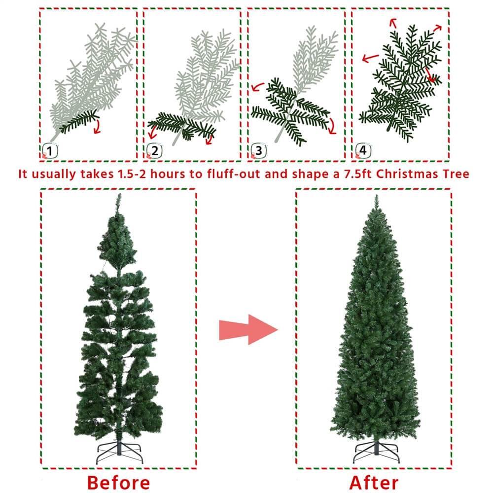 Yaheetech 7.5 Ft Pre-lit Pencil Artificial Christmas Tree - Image 6