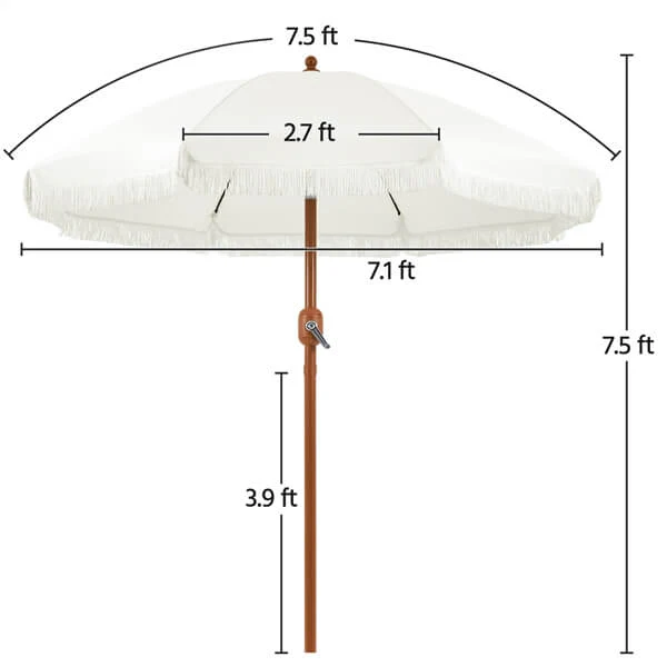 Yaheetech 7.5ft Patio Umbrella with Tassels - Image 4