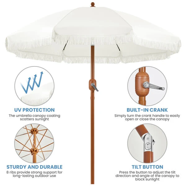 Yaheetech 7.5ft Patio Umbrella with Tassels - Image 5