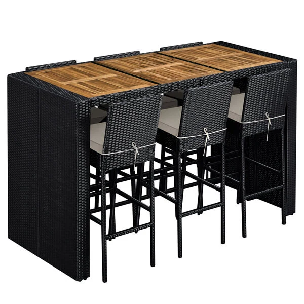 Yaheetech 7-Piece Outdoor Bar Set Table and Chairs - Image 3