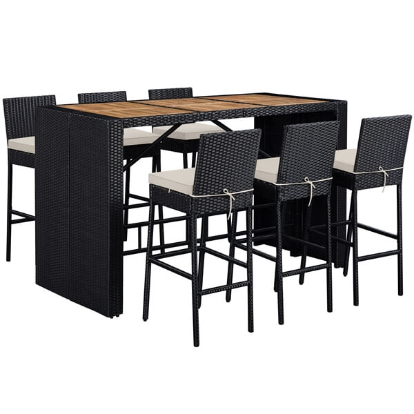Yaheetech 7-Piece Outdoor Bar Set Table and Chairs - Image 4