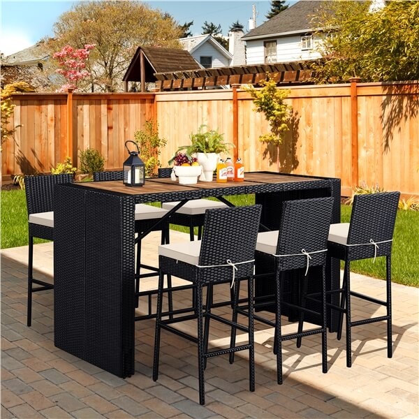 Yaheetech 7-Piece Outdoor Bar Set Table and Chairs - Image 8