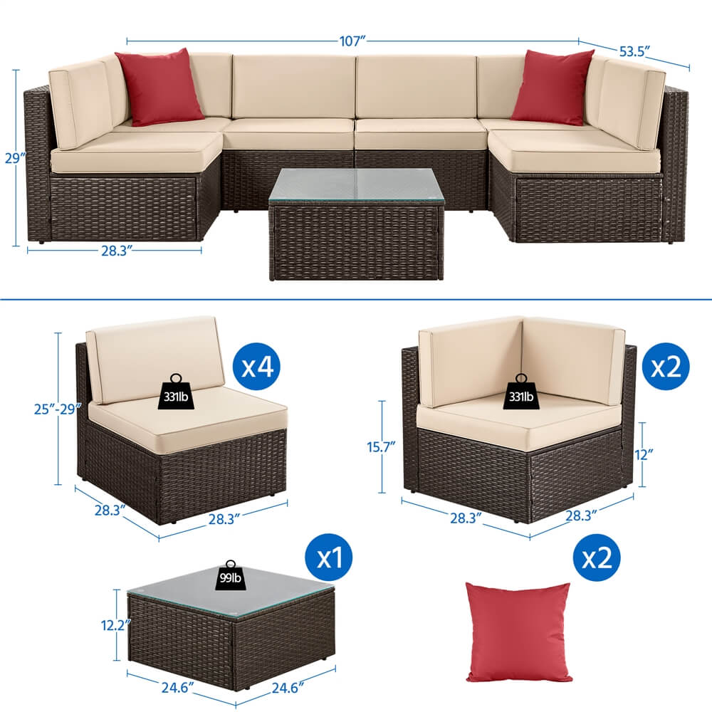 Yaheetech 7 Pieces Rattan Patio Furniture Set - Image 3