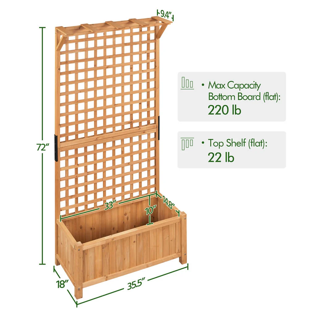 Yaheetech 72" H Wood Planter Raised Bed - Image 3