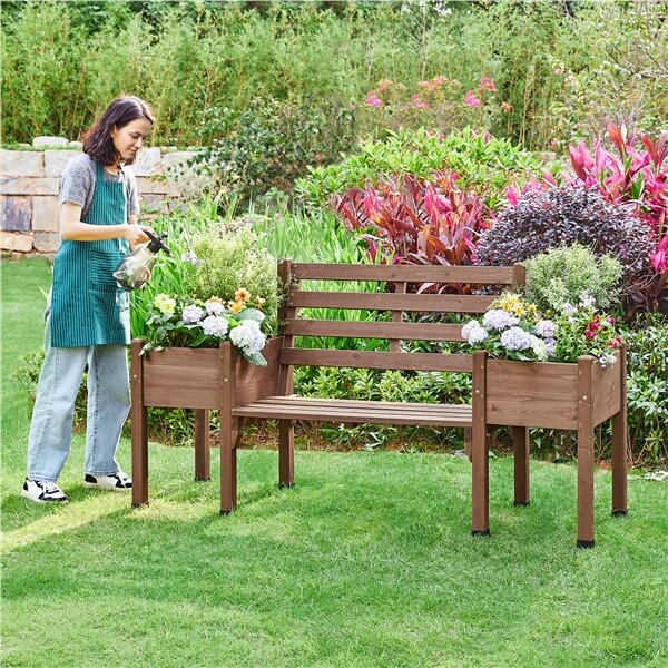 Yaheetech 74x38x23in Raised Garden Bed with 2 Side Elevated Planter Boxes - Image 7