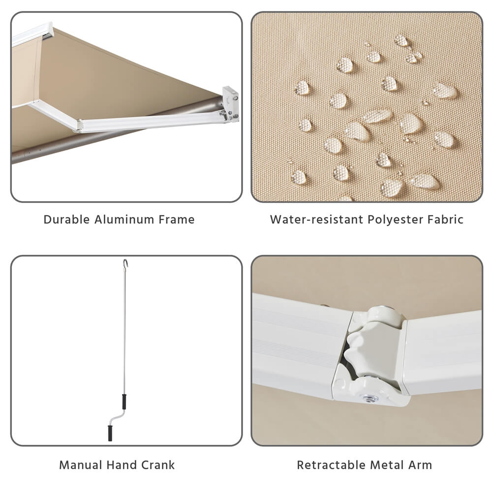 Yaheetech 8 × 6.5 Ft Manual Retractable Patio Awning - Image 6