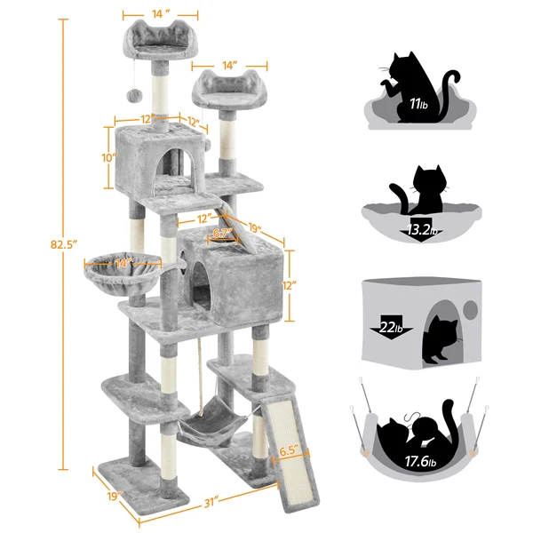 Yaheetech 82.5in Large Cat Tree - Image 5