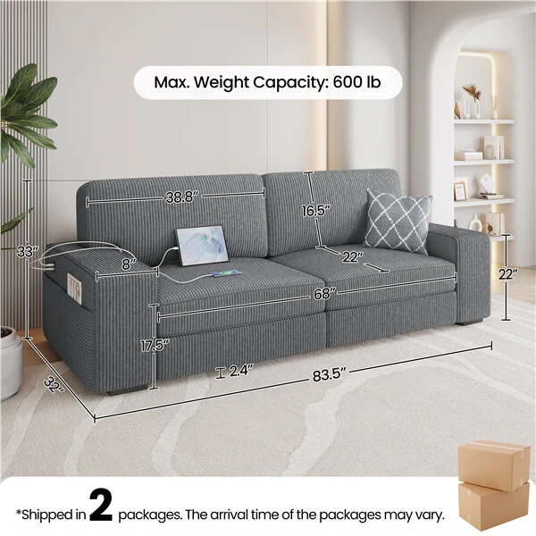 Yaheetech 83.5″ W Modern Sofa Couch - Image 3