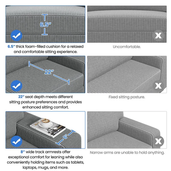 Yaheetech 83.5″ W Modern Sofa Couch - Image 4