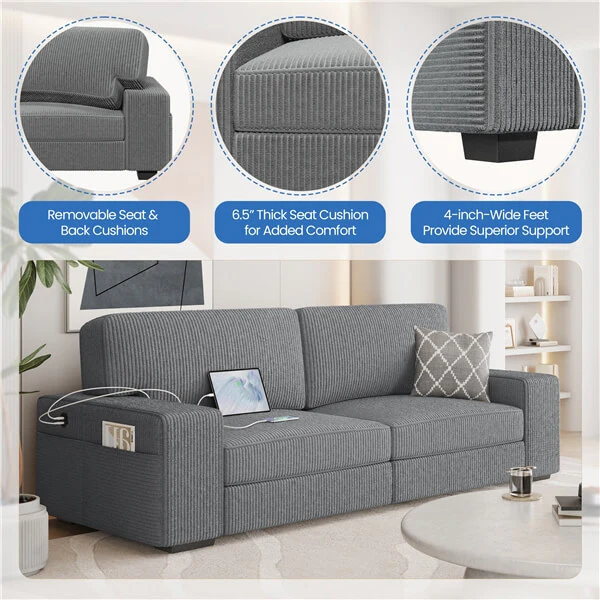 Yaheetech 83.5″ W Modern Sofa Couch - Image 5