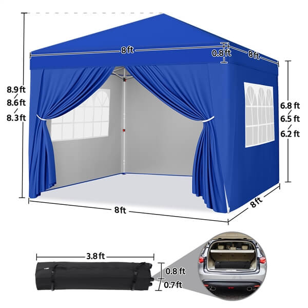 Yaheetech 8x8 Pop Up Canopy with 4 Removable Sidewalls - Image 3
