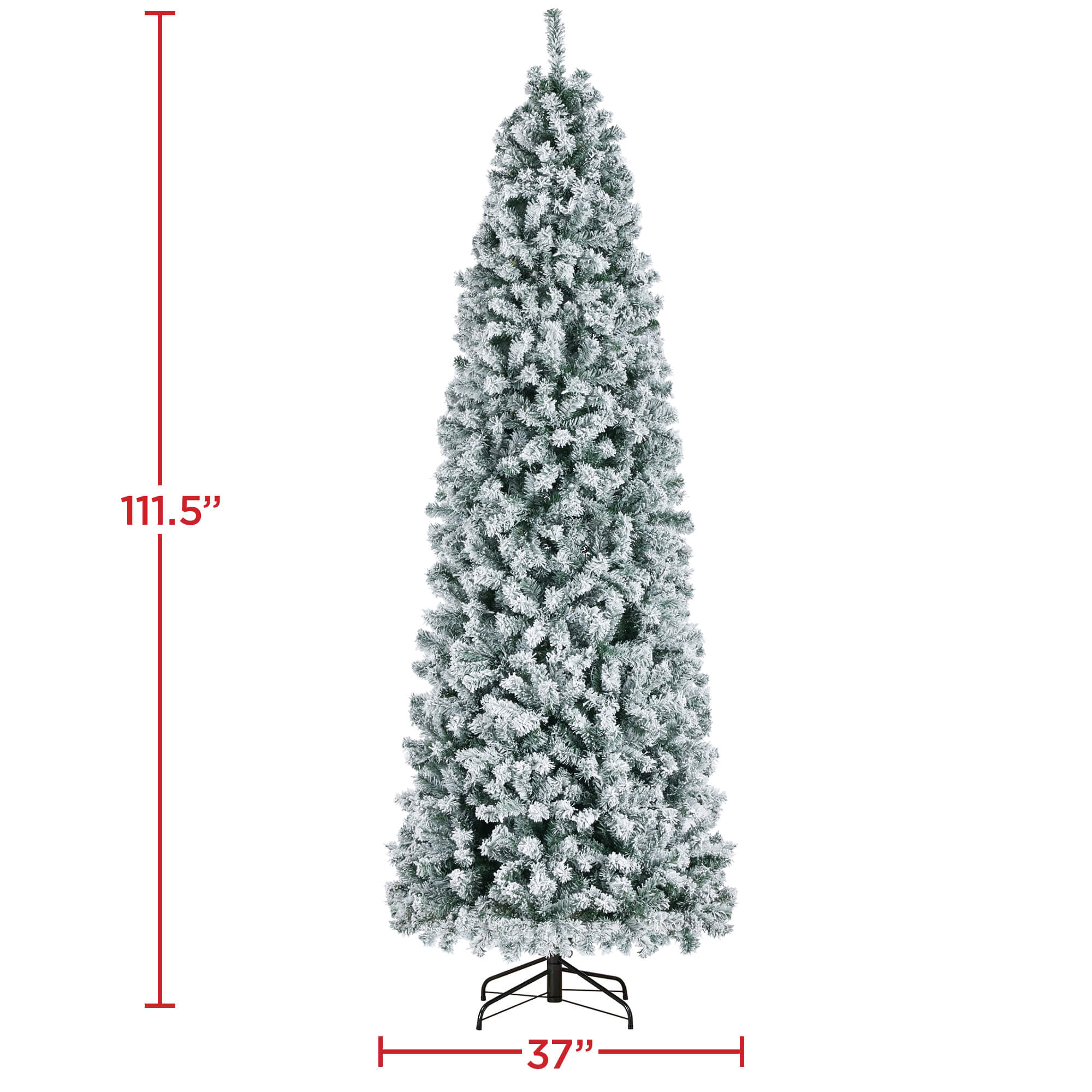 Yaheetech 9 Ft Prelit Flocked Pencil Artificial Christmas Tree - Image 3