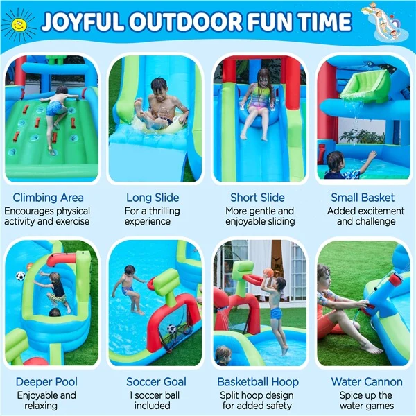 Yaheetech 9-in-1 Extra Long Water Slide Combo - Image 4