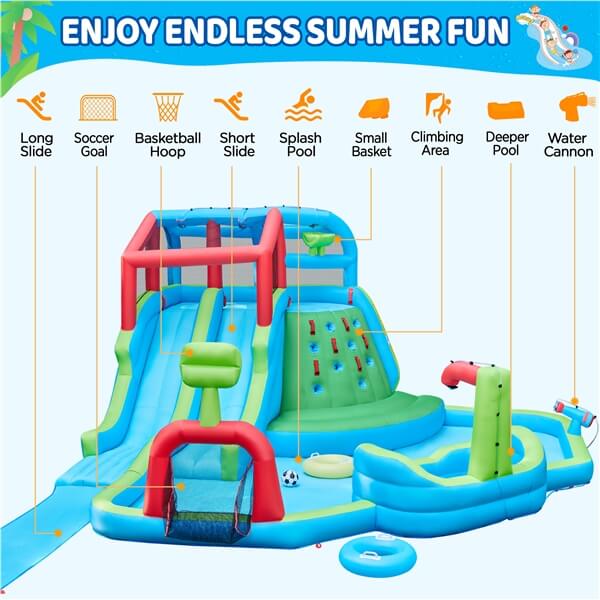 Yaheetech 9-in-1 Extra Long Water Slide Combo - Image 8