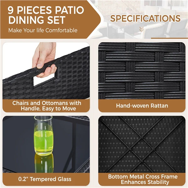 Yaheetech 9-Piece Patio Dining Sets - Image 5