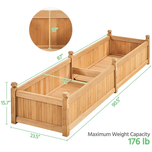 Yaheetech 90.5″ L×23.5″ W×16″ H Wooden Raised Garden Bed - Image 3