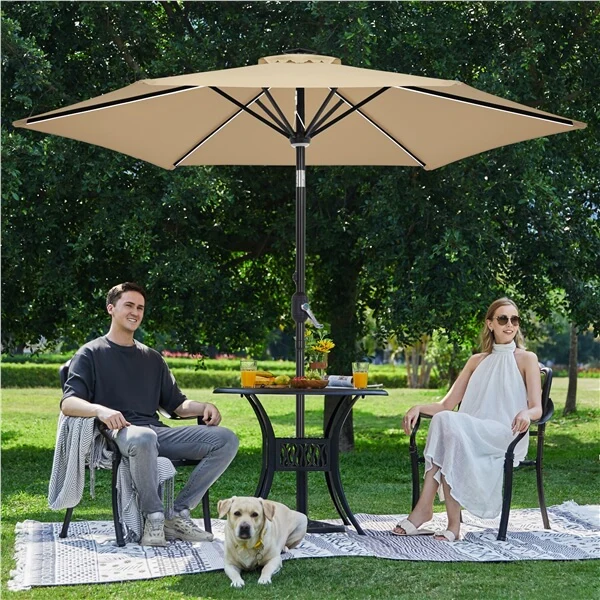 Yaheetech 9FT Solar Lighted Patio Umbrella