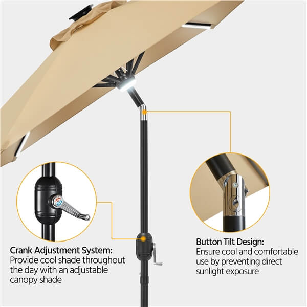 Yaheetech 9FT Solar Lighted Patio Umbrella - Image 10