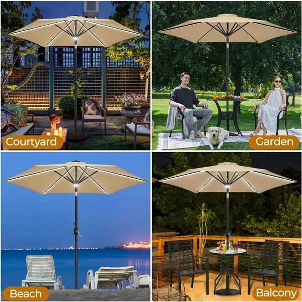 Yaheetech 9FT Solar Lighted Patio Umbrella - Image 11