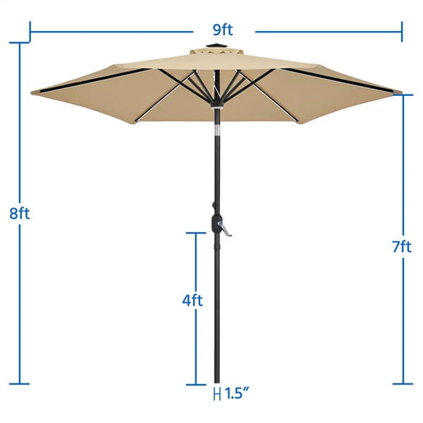 Yaheetech 9FT Solar Lighted Patio Umbrella - Image 5