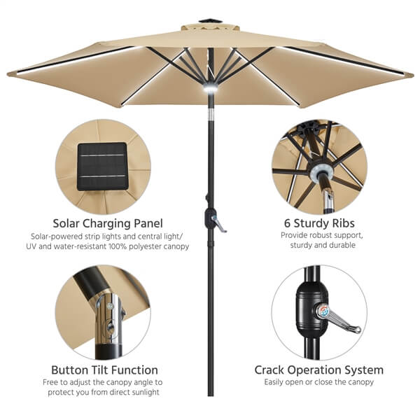 Yaheetech 9FT Solar Lighted Patio Umbrella - Image 7