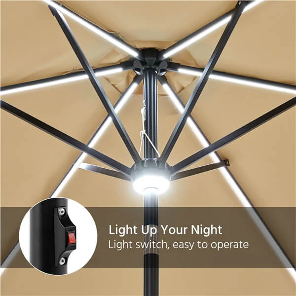 Yaheetech 9FT Solar Lighted Patio Umbrella - Image 8