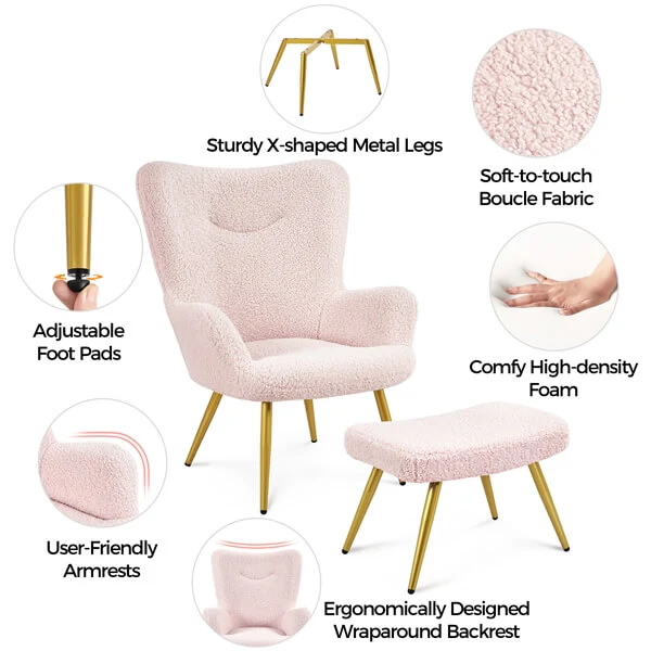 Yaheetech Accent Chair and Ottoman Set - Image 6