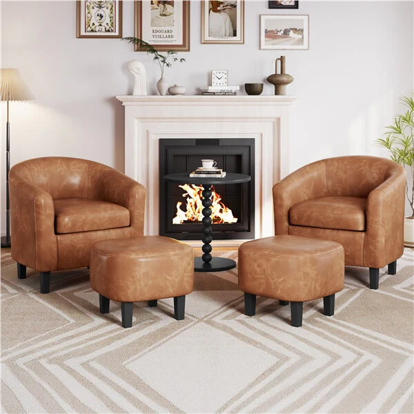 Yaheetech Accent Chair with Ottoman Foot Rest