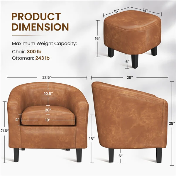 Yaheetech Accent Chair with Ottoman Foot Rest - Image 3