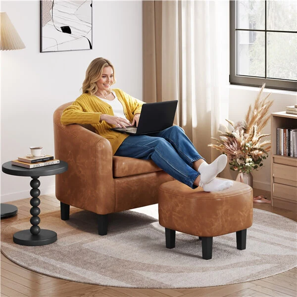 Yaheetech Accent Chair with Ottoman Foot Rest - Image 6