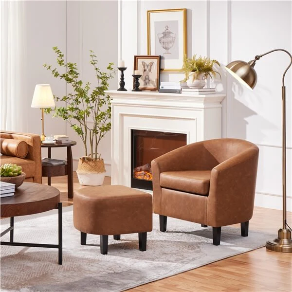 Yaheetech Accent Chair with Ottoman Foot Rest