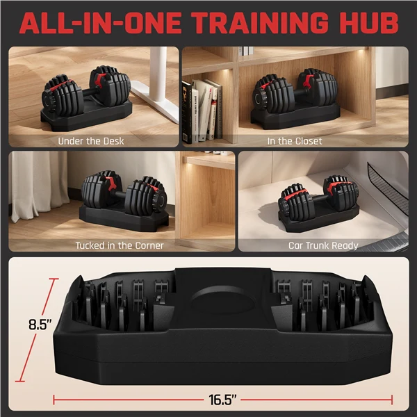 Yaheetech Adjustable Dumbbell Set 28/40/52.5/90LBS - Image 4