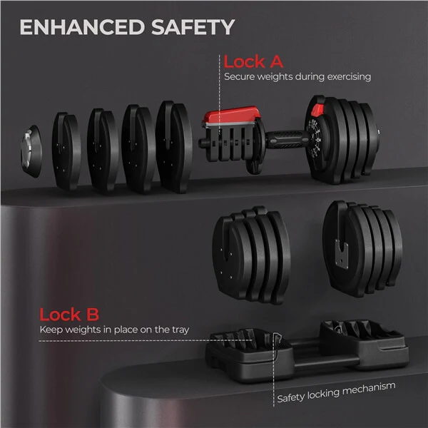 Yaheetech Adjustable Dumbbell Set Free Weight Dumbbells - Image 6