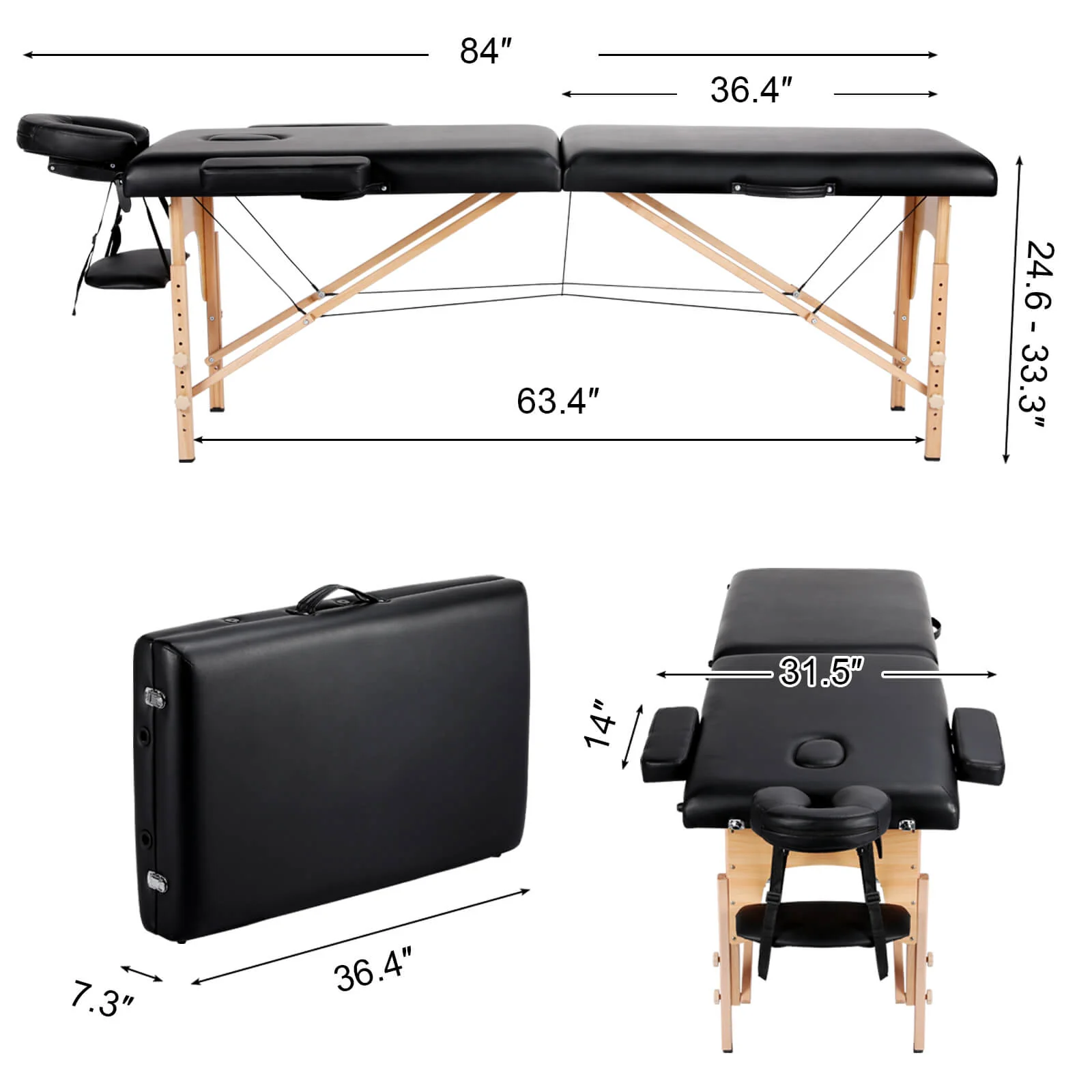 Yaheetech Adjustable Massage Bed 2 Sections 84″ - Image 3