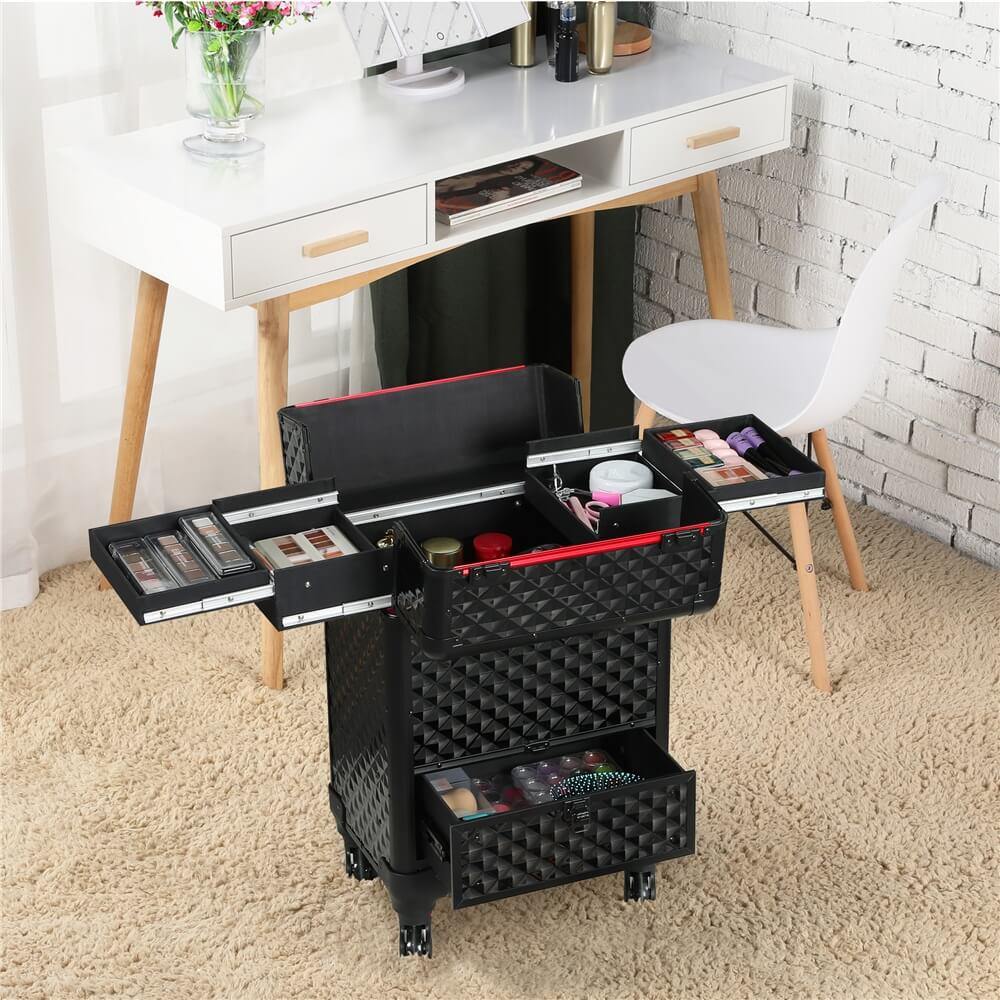 Yaheetech Makeup Case Black 21.8 inch - Image 8