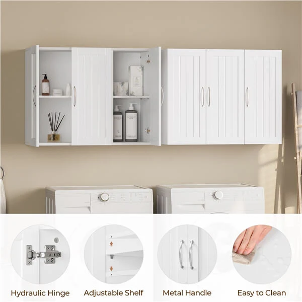 Yaheetech Bathroom Wall Cabinet with Three Doors - Image 4