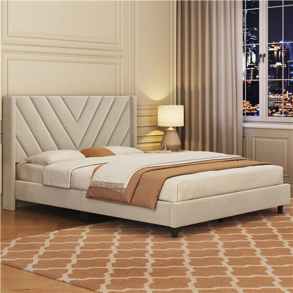 Yaheetech Bed Frame Upholstered Platform Bed