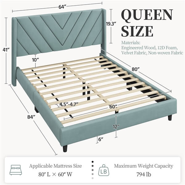 Yaheetech Bed Frame Upholstered Platform Bed - Image 11