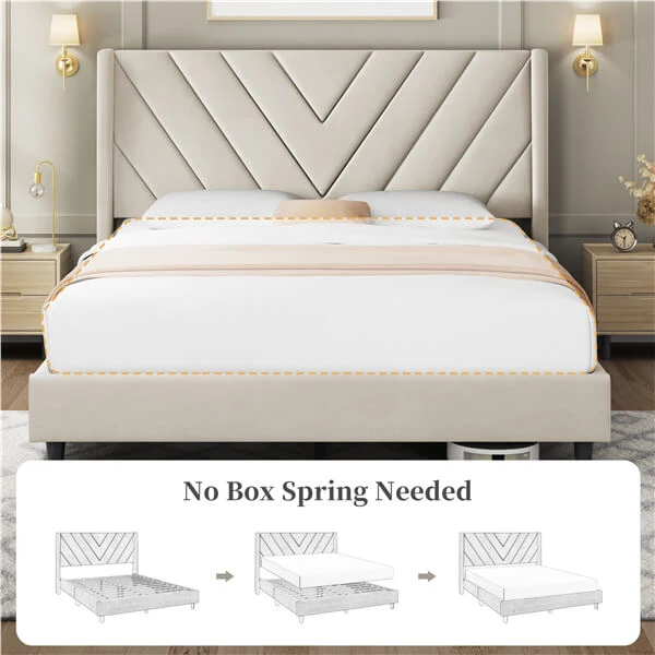 Yaheetech Bed Frame Upholstered Platform Bed - Image 16