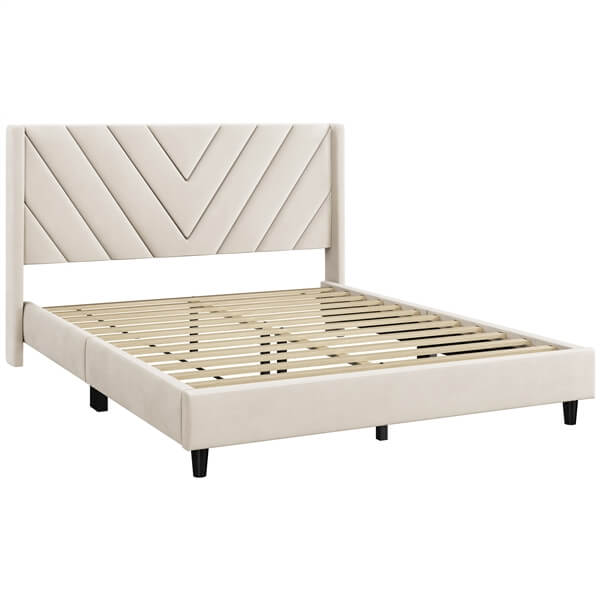 Yaheetech Bed Frame Upholstered Platform Bed - Image 2